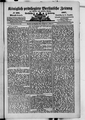 Königlich privilegirte Berlinische Zeitung von Staats- und gelehrten Sachen vom 15.12.1887
