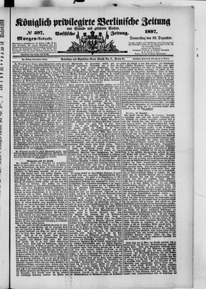 Königlich privilegirte Berlinische Zeitung von Staats- und gelehrten Sachen vom 22.12.1887