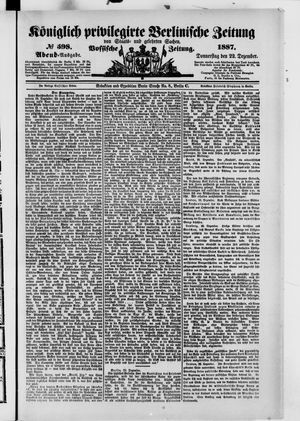 Königlich privilegirte Berlinische Zeitung von Staats- und gelehrten Sachen vom 22.12.1887