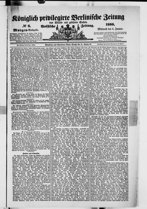 Königlich privilegirte Berlinische Zeitung von Staats- und gelehrten Sachen vom 04.01.1888