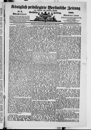 Königlich privilegirte Berlinische Zeitung von Staats- und gelehrten Sachen on Jan 4, 1888
