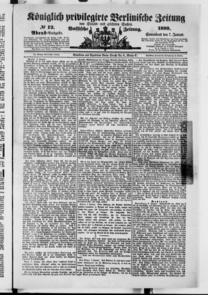 Königlich privilegirte Berlinische Zeitung von Staats- und gelehrten Sachen vom 07.01.1888