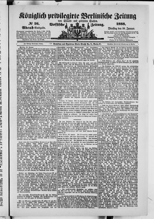 Königlich privilegirte Berlinische Zeitung von Staats- und gelehrten Sachen vom 10.01.1888