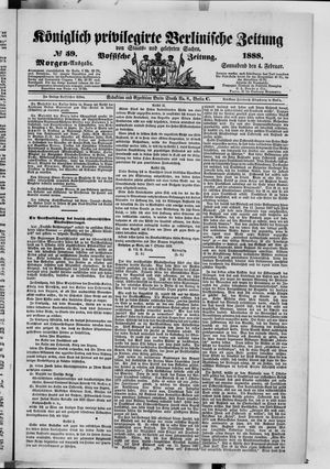 Königlich privilegirte Berlinische Zeitung von Staats- und gelehrten Sachen vom 04.02.1888