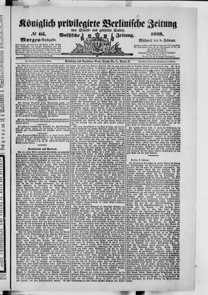 Königlich privilegirte Berlinische Zeitung von Staats- und gelehrten Sachen vom 08.02.1888