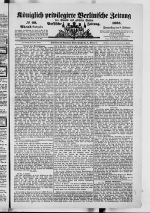 Königlich privilegirte Berlinische Zeitung von Staats- und gelehrten Sachen vom 09.02.1888