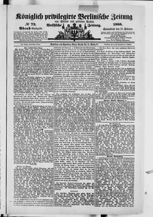Königlich privilegirte Berlinische Zeitung von Staats- und gelehrten Sachen vom 11.02.1888