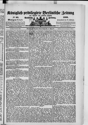 Königlich privilegirte Berlinische Zeitung von Staats- und gelehrten Sachen vom 18.02.1888