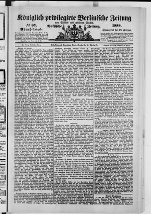 Königlich privilegirte Berlinische Zeitung von Staats- und gelehrten Sachen vom 18.02.1888
