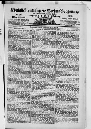 Königlich privilegirte Berlinische Zeitung von Staats- und gelehrten Sachen vom 20.02.1888