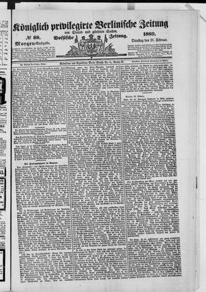 Königlich privilegirte Berlinische Zeitung von Staats- und gelehrten Sachen vom 21.02.1888