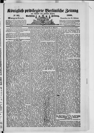 Königlich privilegirte Berlinische Zeitung von Staats- und gelehrten Sachen vom 23.02.1888