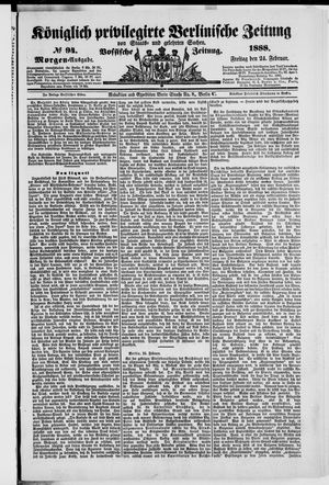 Königlich privilegirte Berlinische Zeitung von Staats- und gelehrten Sachen vom 24.02.1888