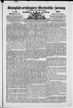 Königlich privilegirte Berlinische Zeitung von Staats- und gelehrten Sachen vom 24.02.1888