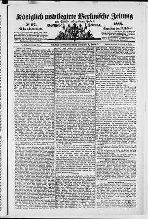 Königlich privilegirte Berlinische Zeitung von Staats- und gelehrten Sachen on Feb 25, 1888