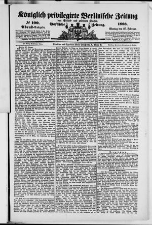 Königlich privilegirte Berlinische Zeitung von Staats- und gelehrten Sachen vom 27.02.1888