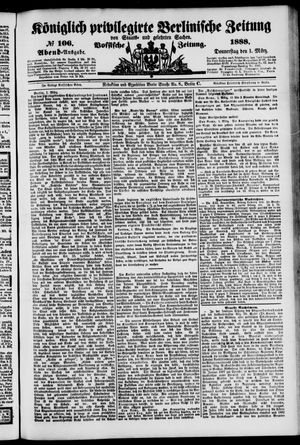 Königlich privilegirte Berlinische Zeitung von Staats- und gelehrten Sachen vom 01.03.1888