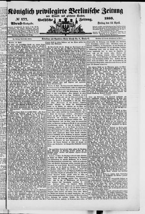 Königlich privilegirte Berlinische Zeitung von Staats- und gelehrten Sachen vom 13.04.1888