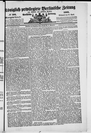 Königlich privilegirte Berlinische Zeitung von Staats- und gelehrten Sachen vom 18.04.1888