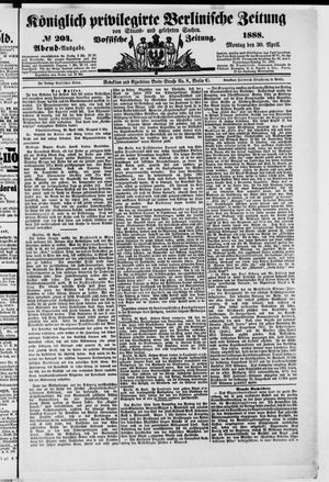 Königlich privilegirte Berlinische Zeitung von Staats- und gelehrten Sachen vom 30.04.1888
