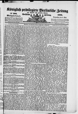 Königlich privilegirte Berlinische Zeitung von Staats- und gelehrten Sachen on May 3, 1888