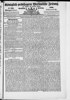 Königlich privilegirte Berlinische Zeitung von Staats- und gelehrten Sachen on May 29, 1888