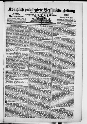 Königlich privilegirte Berlinische Zeitung von Staats- und gelehrten Sachen vom 03.06.1888