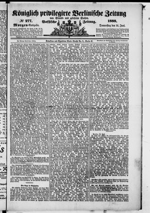 Königlich privilegirte Berlinische Zeitung von Staats- und gelehrten Sachen vom 14.06.1888