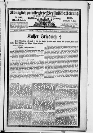 Königlich privilegirte Berlinische Zeitung von Staats- und gelehrten Sachen vom 15.06.1888