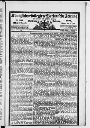 Königlich privilegirte Berlinische Zeitung von Staats- und gelehrten Sachen vom 18.06.1888