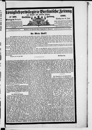 Königlich privilegirte Berlinische Zeitung von Staats- und gelehrten Sachen vom 19.06.1888