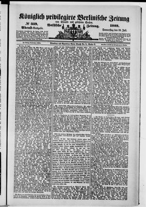 Königlich privilegirte Berlinische Zeitung von Staats- und gelehrten Sachen vom 19.07.1888