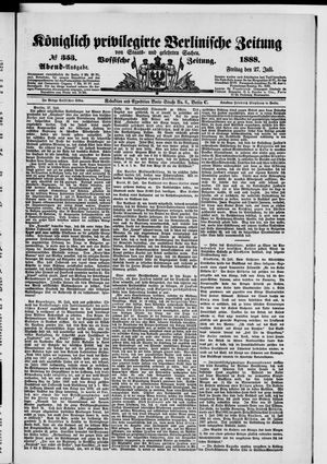 Königlich privilegirte Berlinische Zeitung von Staats- und gelehrten Sachen vom 27.07.1888