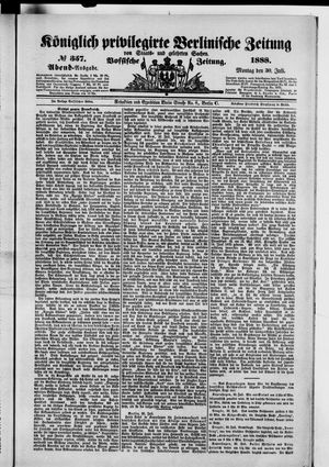 Königlich privilegirte Berlinische Zeitung von Staats- und gelehrten Sachen vom 30.07.1888