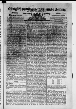 Königlich privilegirte Berlinische Zeitung von Staats- und gelehrten Sachen vom 15.08.1888