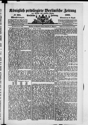 Königlich privilegirte Berlinische Zeitung von Staats- und gelehrten Sachen vom 15.08.1888