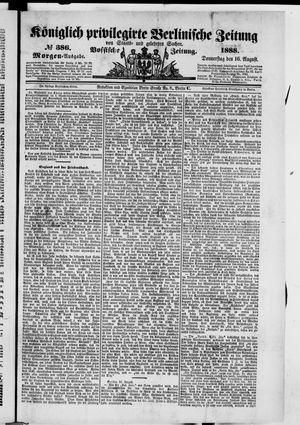 Königlich privilegirte Berlinische Zeitung von Staats- und gelehrten Sachen vom 16.08.1888