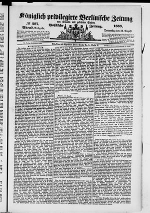 Königlich privilegirte Berlinische Zeitung von Staats- und gelehrten Sachen vom 16.08.1888