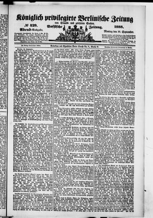 Königlich privilegirte Berlinische Zeitung von Staats- und gelehrten Sachen vom 10.09.1888