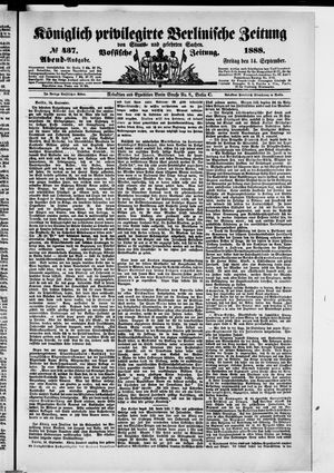 Königlich privilegirte Berlinische Zeitung von Staats- und gelehrten Sachen vom 14.09.1888