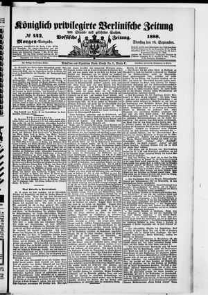 Königlich privilegirte Berlinische Zeitung von Staats- und gelehrten Sachen vom 18.09.1888