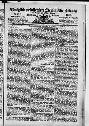 Königlich privilegirte Berlinische Zeitung von Staats- und gelehrten Sachen vom 20.09.1888