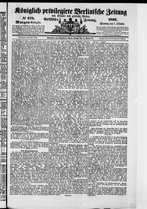 Königlich privilegirte Berlinische Zeitung von Staats- und gelehrten Sachen vom 07.10.1888