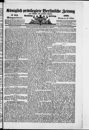 Königlich privilegirte Berlinische Zeitung von Staats- und gelehrten Sachen on Oct 28, 1888