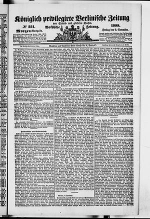 Königlich privilegirte Berlinische Zeitung von Staats- und gelehrten Sachen on Nov 9, 1888