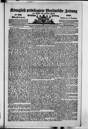 Königlich privilegirte Berlinische Zeitung von Staats- und gelehrten Sachen vom 13.11.1888