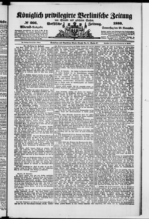 Königlich privilegirte Berlinische Zeitung von Staats- und gelehrten Sachen vom 29.11.1888