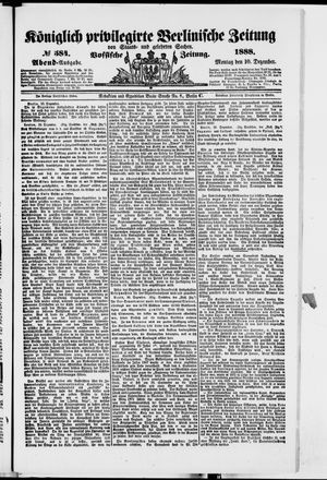 Königlich privilegirte Berlinische Zeitung von Staats- und gelehrten Sachen vom 10.12.1888