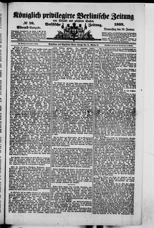 Königlich privilegirte Berlinische Zeitung von Staats- und gelehrten Sachen vom 10.01.1889
