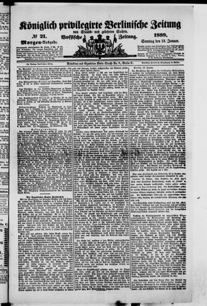 Königlich privilegirte Berlinische Zeitung von Staats- und gelehrten Sachen on Jan 13, 1889